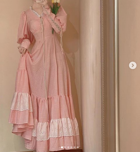 Pastel Pink Tiered Gunne Sax Dupe Maxi Dress 1970s Handmade on sale Prairie Cottagecore