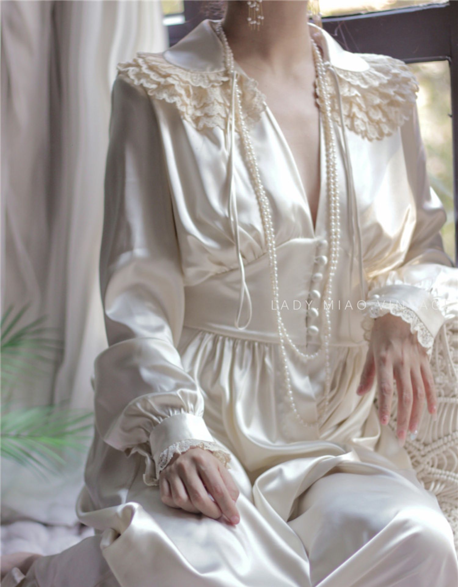 1900s Vintage Royalcore Cardi Robe Retro Fairy