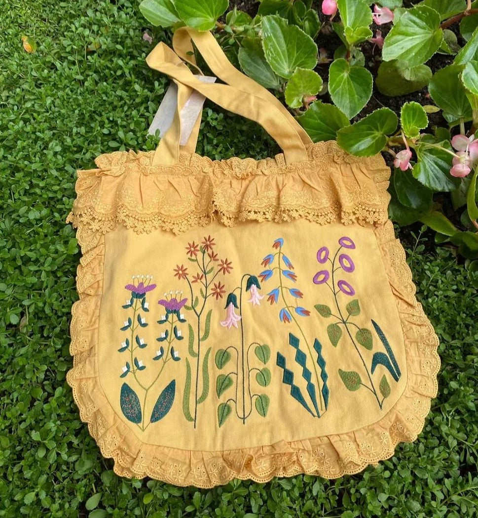 Asian Embroidered Boho Cottagecore Fringe Bag - BeautifulBagsEtc