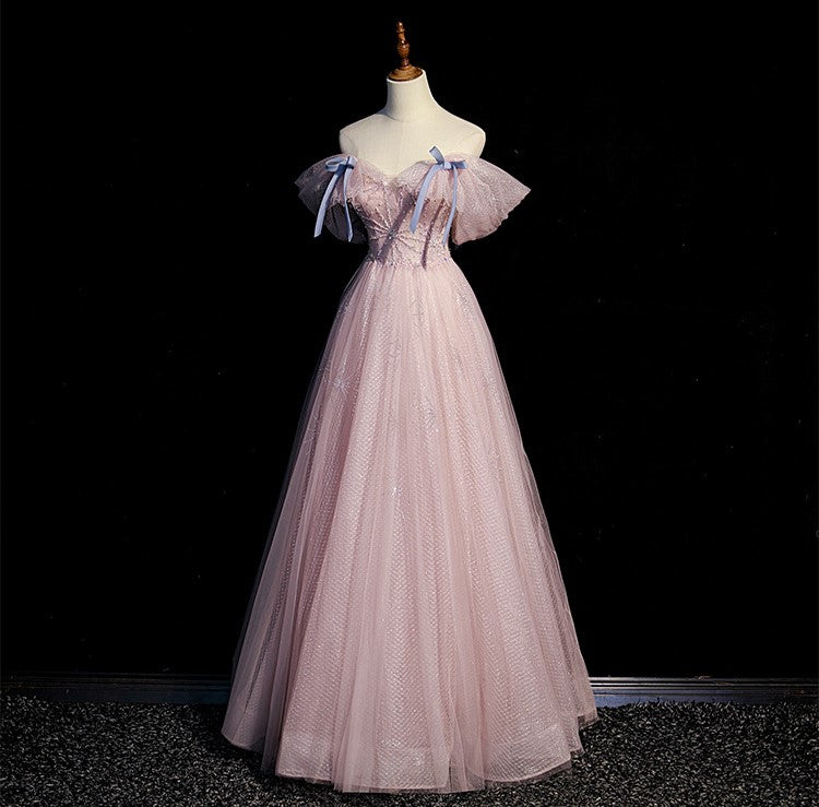 Fairy Peach Pink Tulle Corset Tea-length Birthday Dress