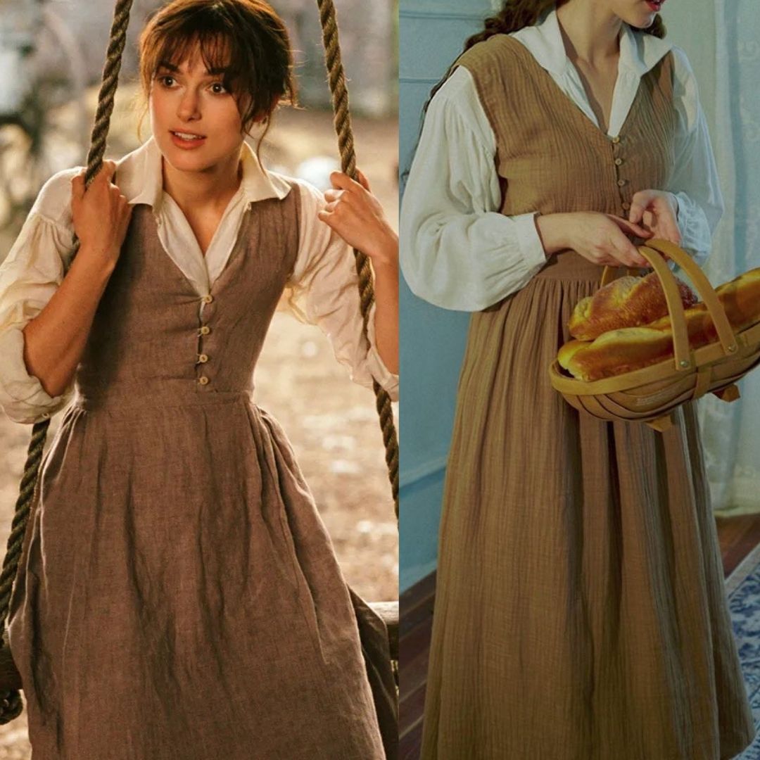 Pride and Prejudice Vintage Linen Strap Dress Blouse Set – Retro Fairy