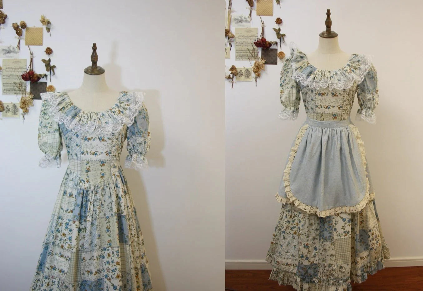 Vintage Pastel Cottagecore Floral Cotton Dress