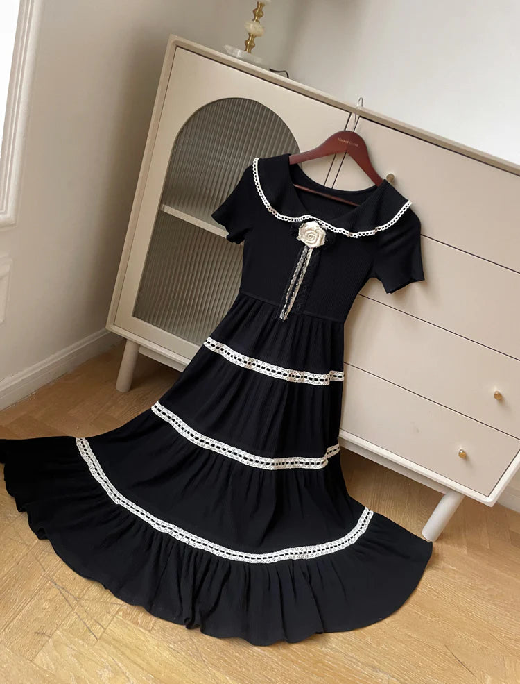 Retro Parisian Black Dress