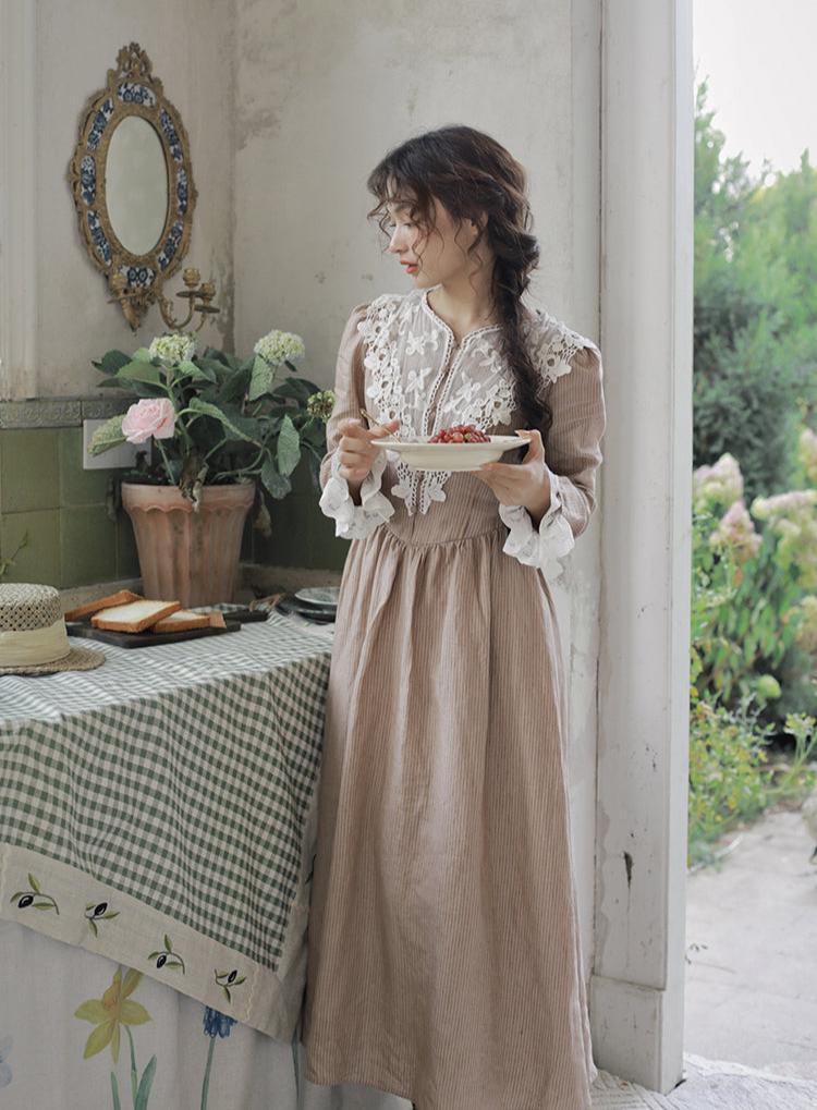 1900 Period Drama Style Lace Panel Dress