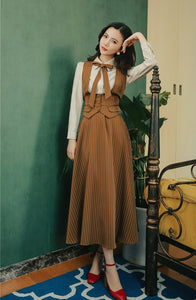 Vintage 50s Academia Blouse Vest Skirt Set
