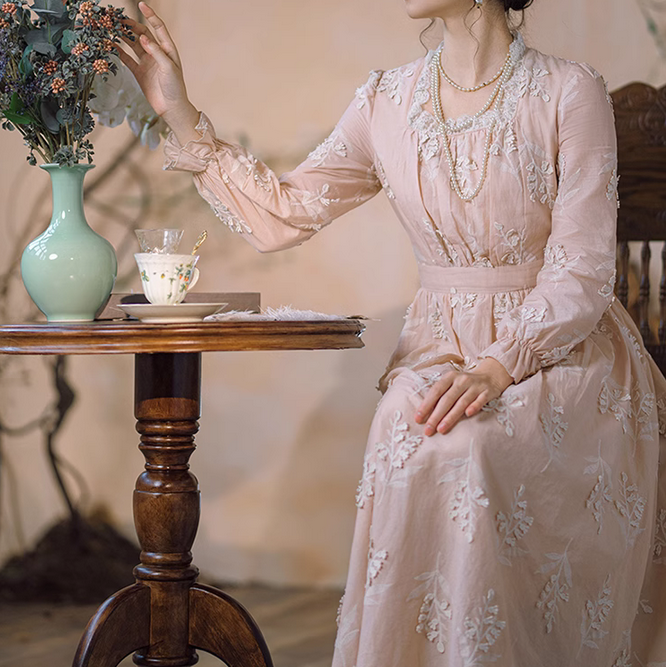 Period Drama Style Embroidery Vintage Dress