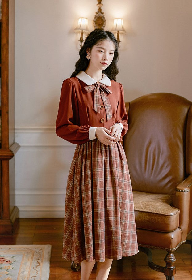 Dress - Womens Dresses - 1920's selling Homespun Dress - Plaid Dress, Women's Dresses, Vintage dress 1930s 1940's Brown Dress, Depression Era dress