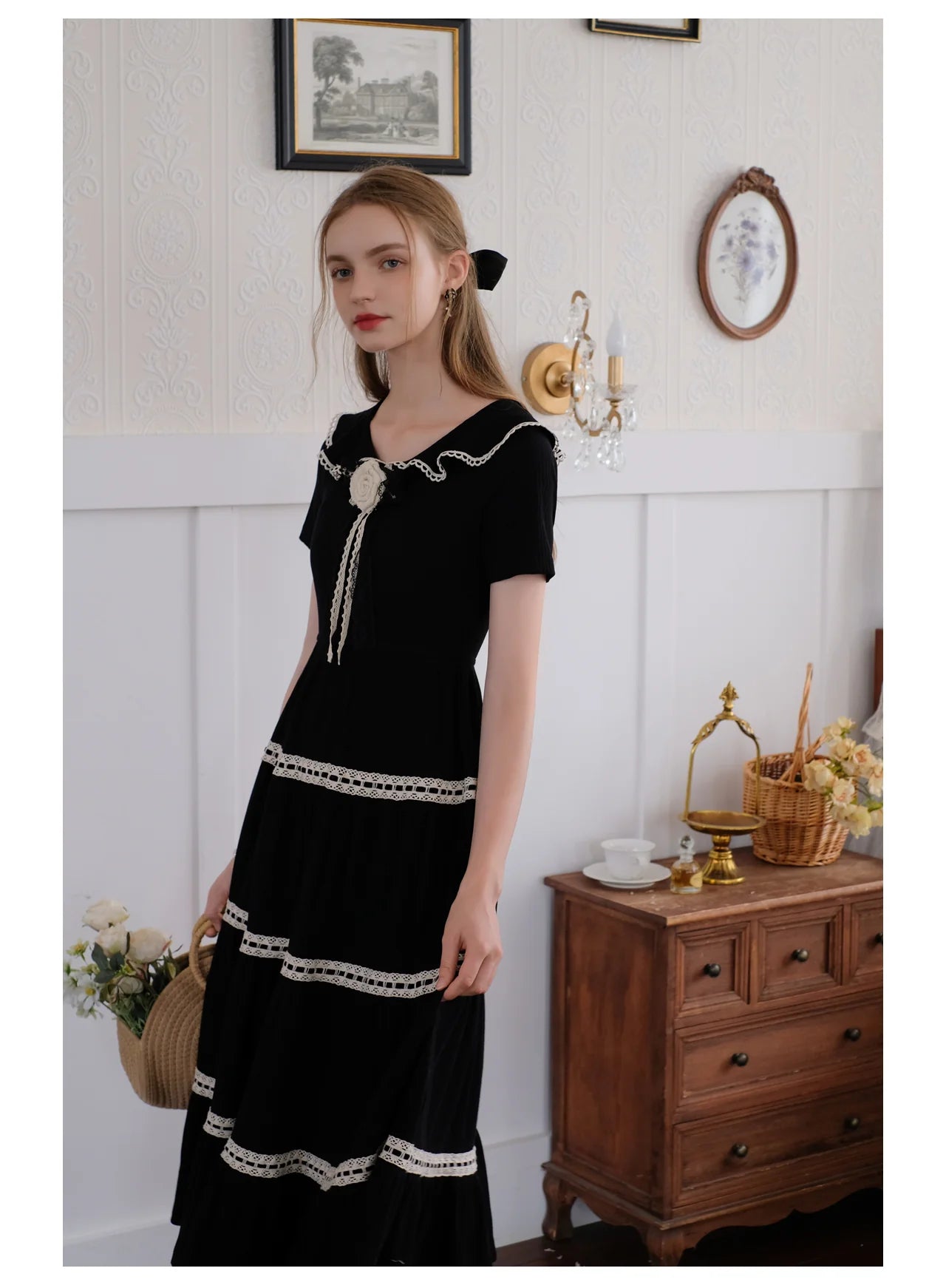 Retro Parisian Black Dress