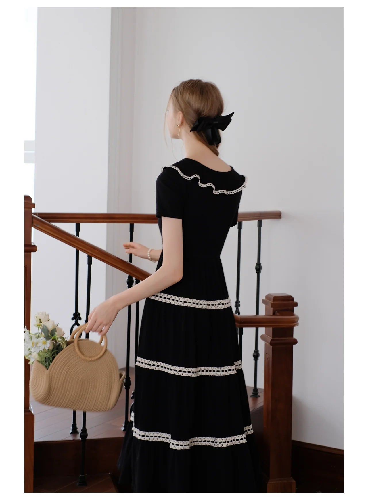 Retro Parisian Black Dress