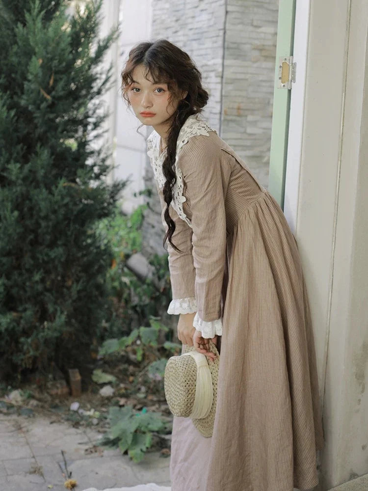 1900 Period Drama Style Lace Panel Dress