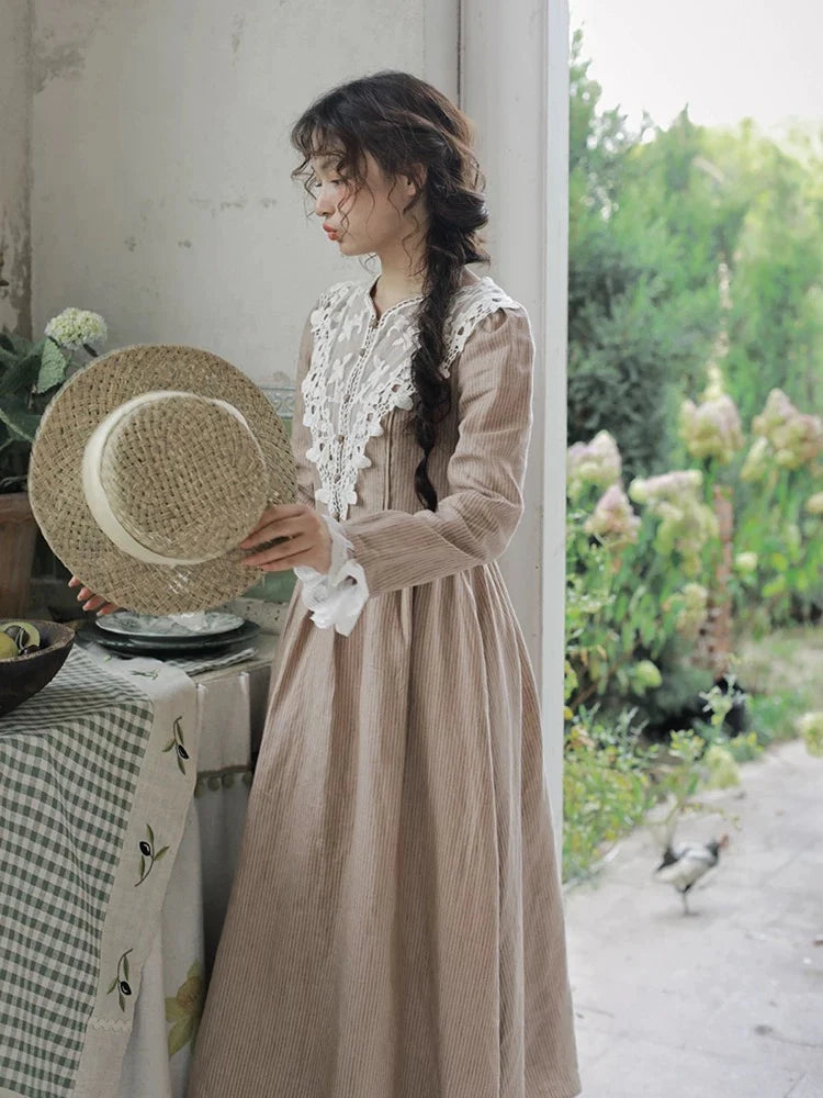 1900 Period Drama Style Lace Panel Dress