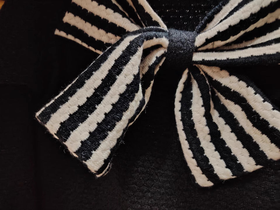 Retro Bow Tie Knit Top