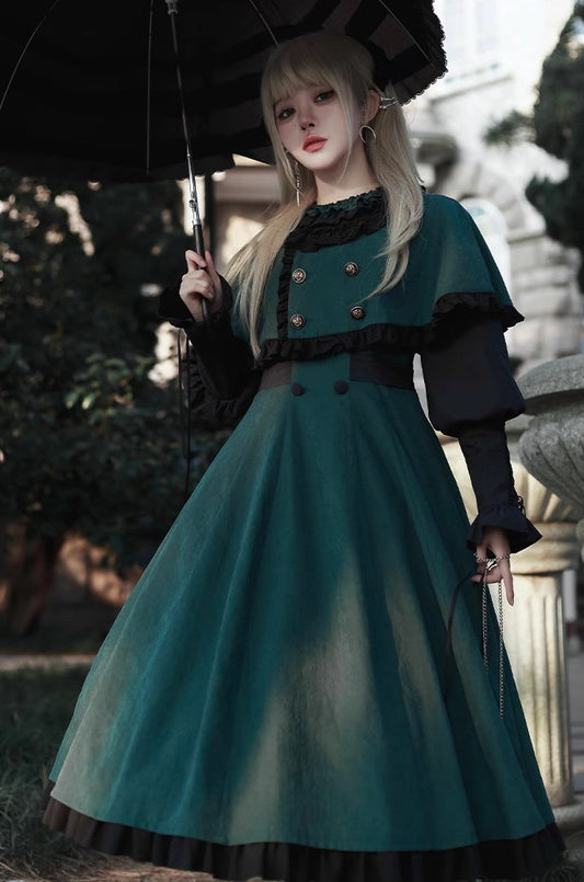 witchcore dress lolita dress gothic dress dark academia dress slytherin dress harry potter outfit 