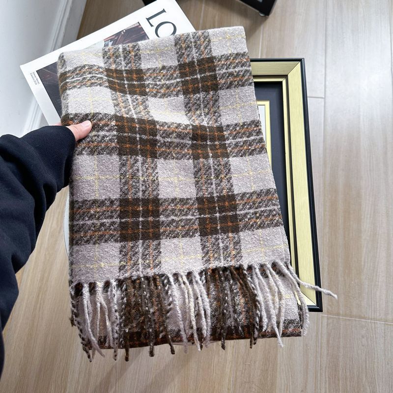 Retro Faux Cashmere Plaid Scarf