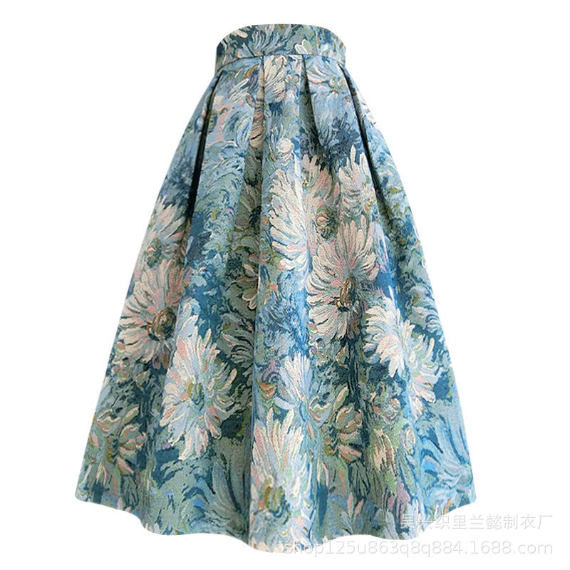 Retro Floral A-line skirt Skirt (Made-to-order)