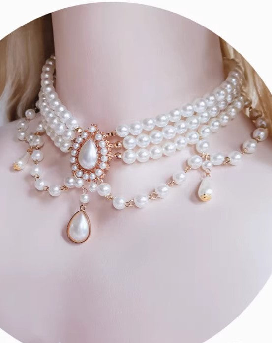 Handmade Royalcore Gemstone Pearl Necklace vintage jewelry vintage necklace