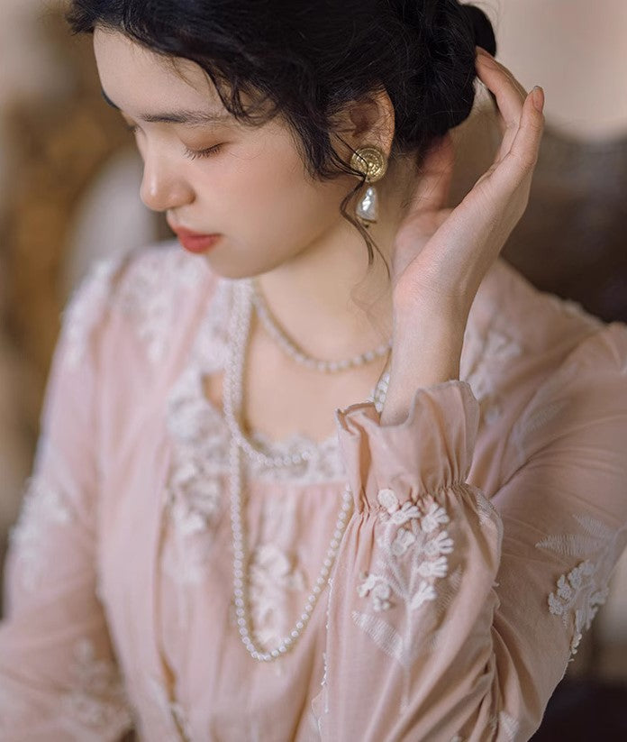 Period Drama Style Embroidery Vintage Dress