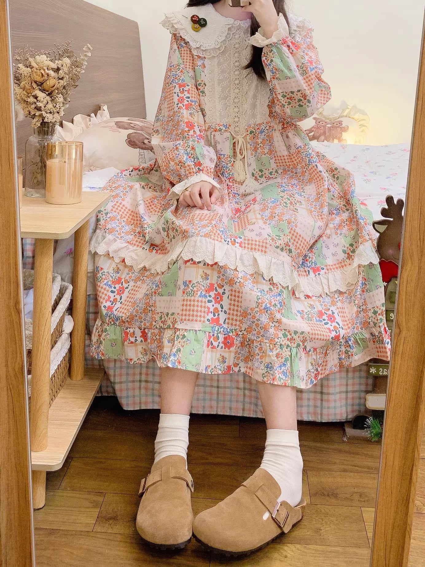 Cottagecore Floral Patchwork Dress