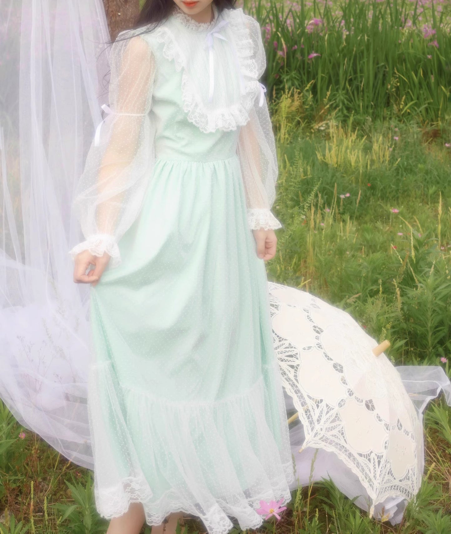 Gunne Sax Remake Dreamy Tulle Dress with Bow