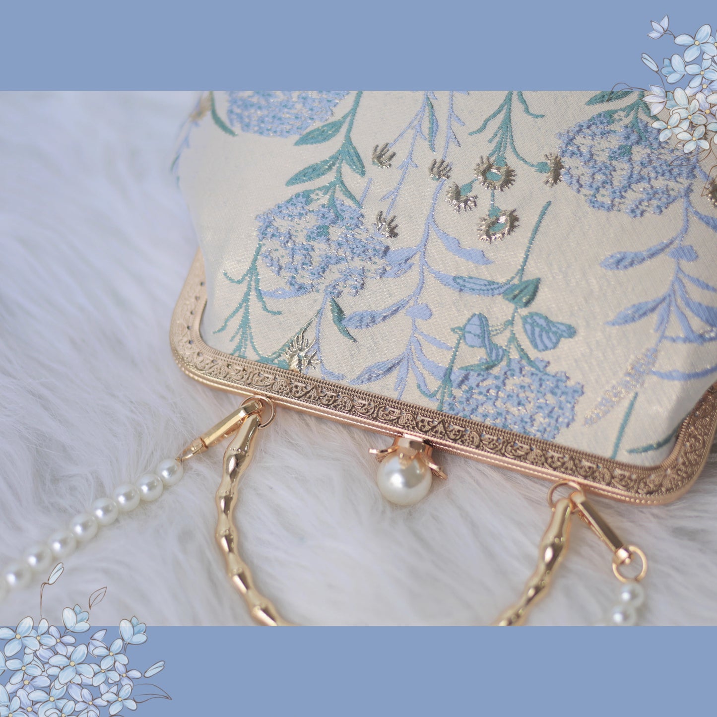 Handmade Cottagecore Pearl Chain Hand Bag Prom bag