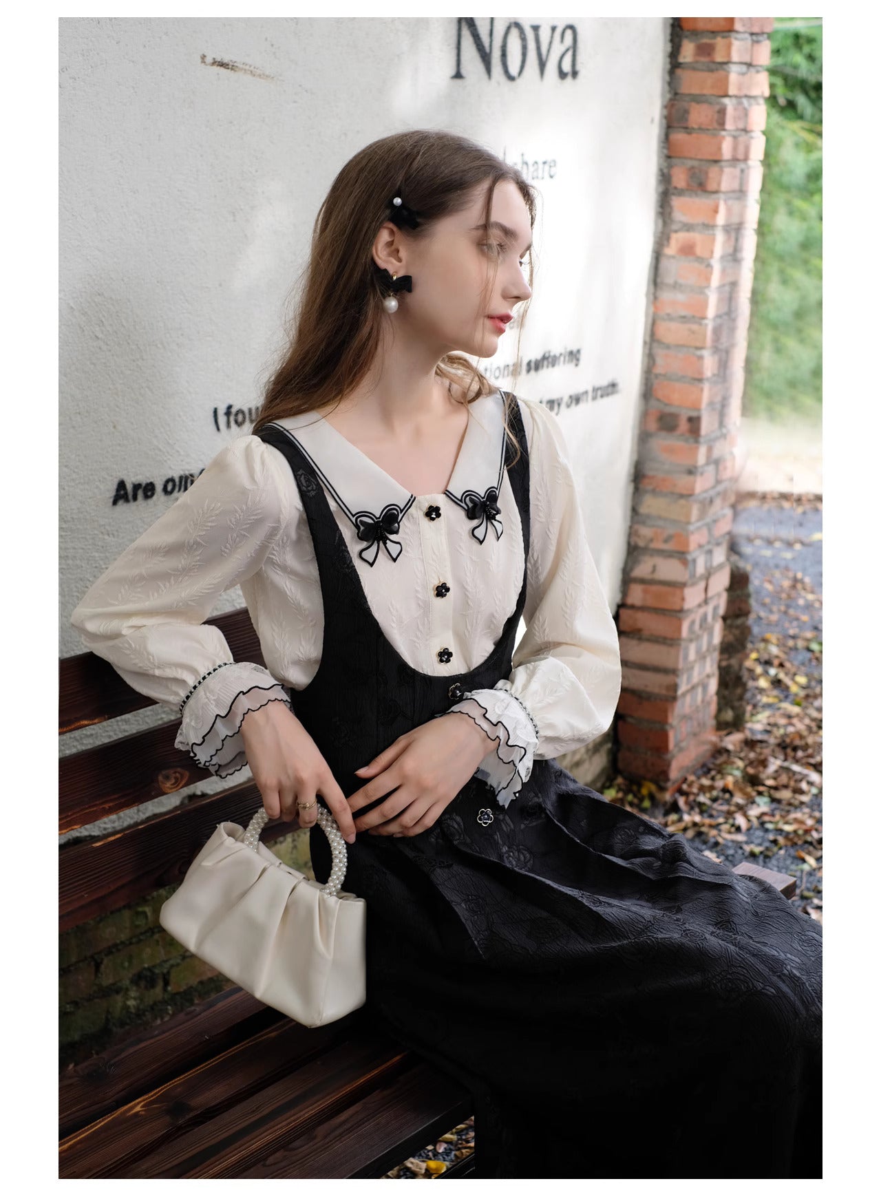 Retro Peter Pan Collar Top & Pinafore Dress