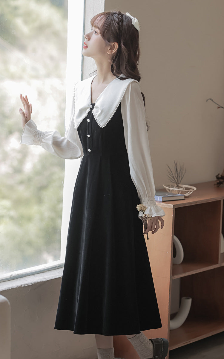 50S Peter Pan Collar Velvet Dress