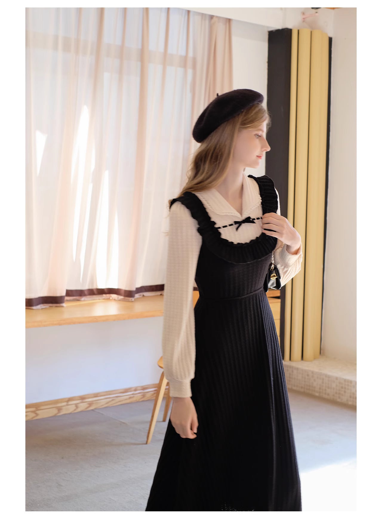 Retro Contrast Colors Knit Dress