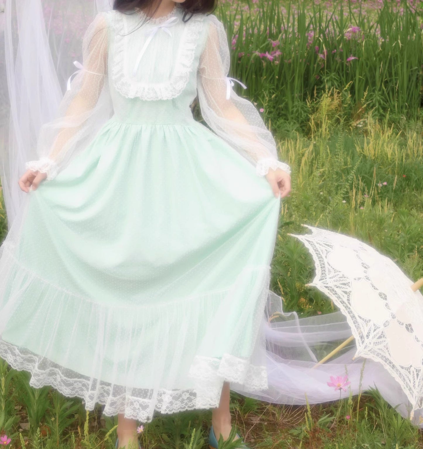 Gunne Sax Remake Dreamy Tulle Dress with Bow