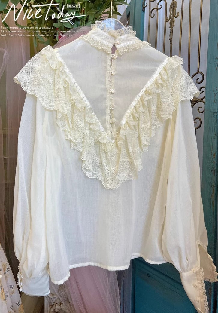 Gunne sax Remake 70s Puff Sleeves Antique Blouse Shirt