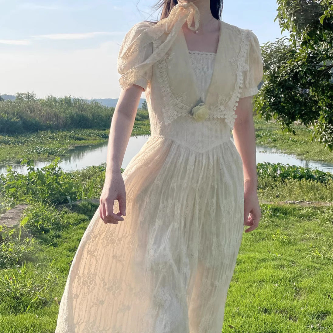 Gunne Sax Remake 70S Fairycore Birdal Dress