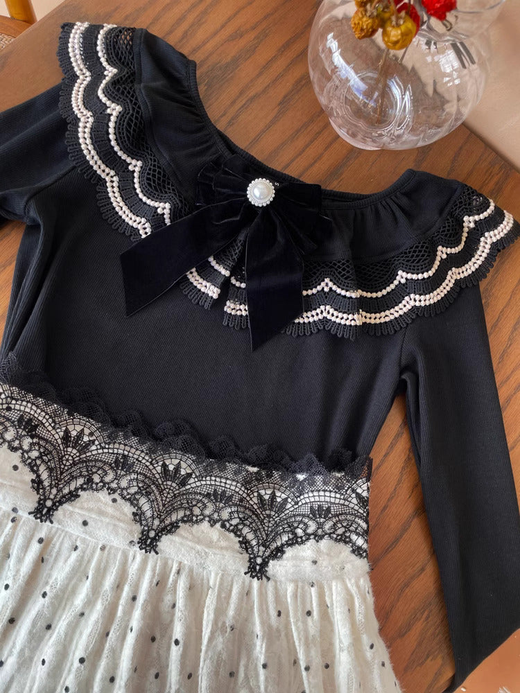 Retro Ruffled Knit Top & Skirt