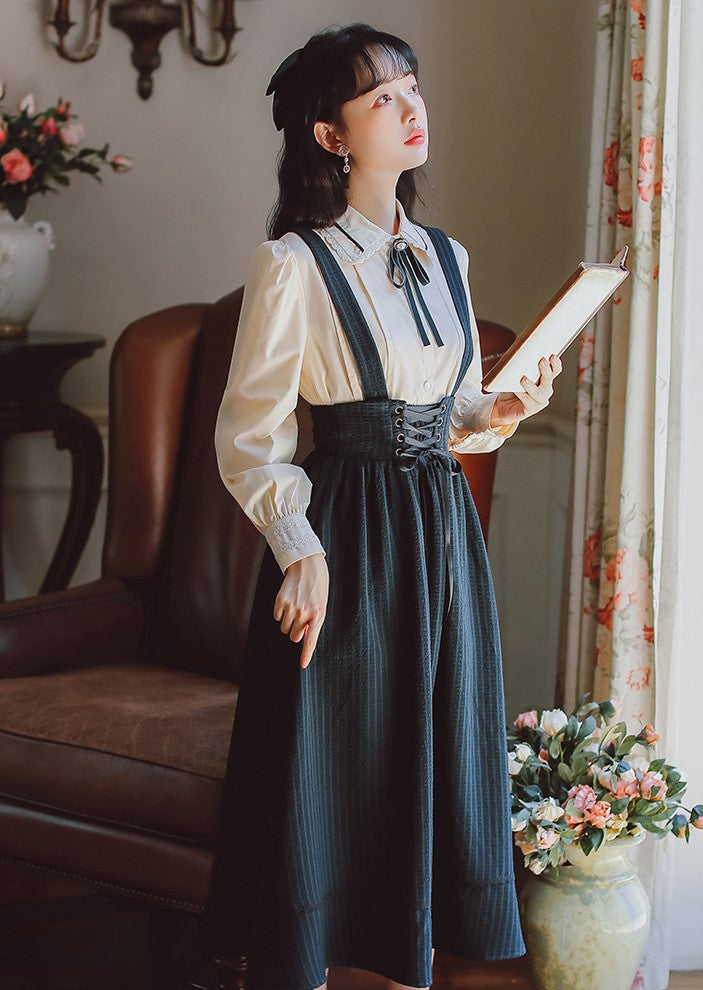 Retro Academia Pinafore Shirt Set