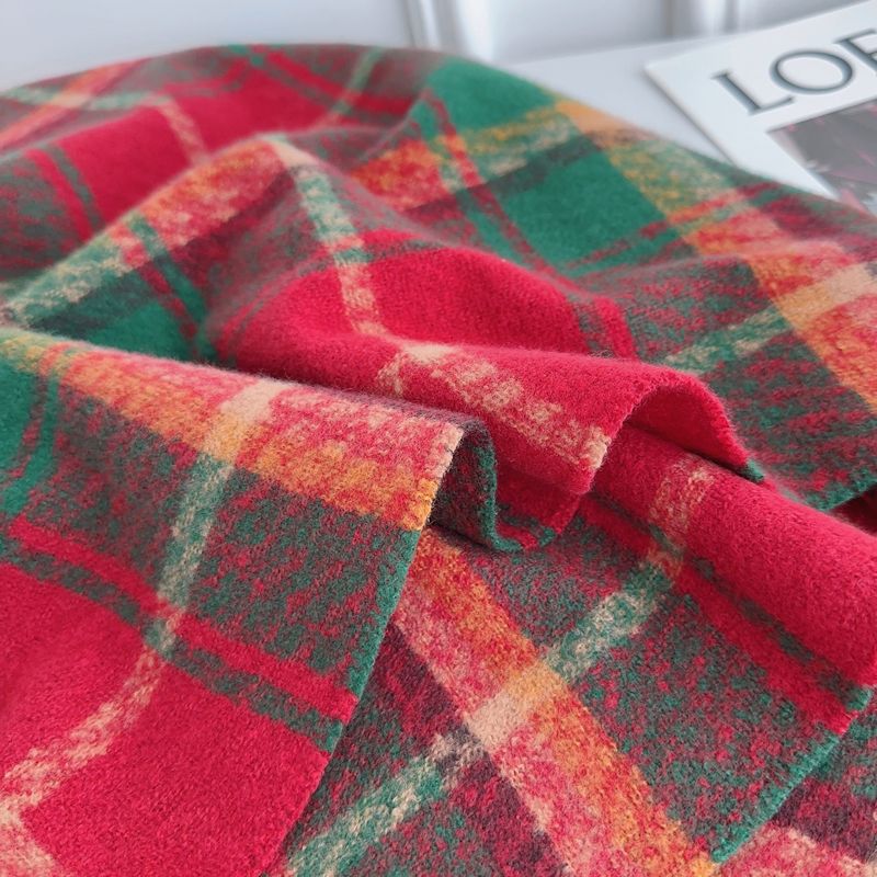 Retro Faux Cashmere Plaid Scarf