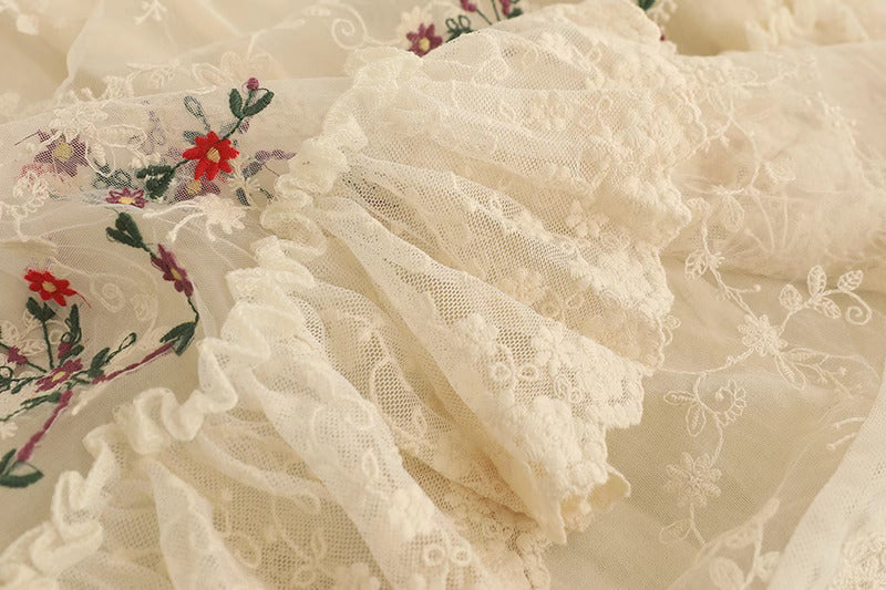 Cottagecore Embroidery Lace Skirt