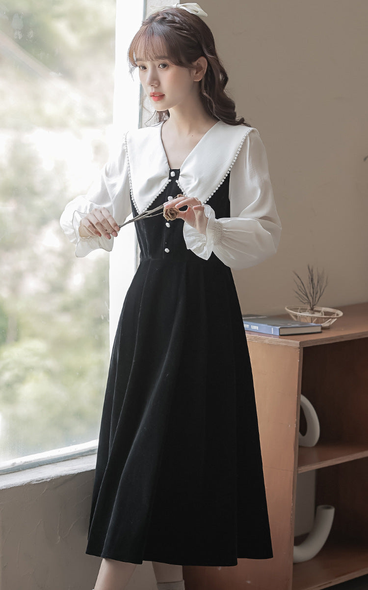 50S Peter Pan Collar Velvet Dress