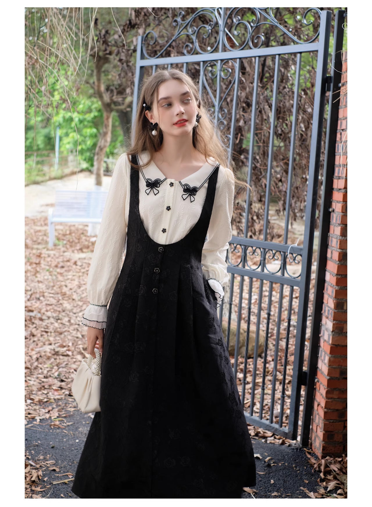 Retro Peter Pan Collar Top & Pinafore Dress