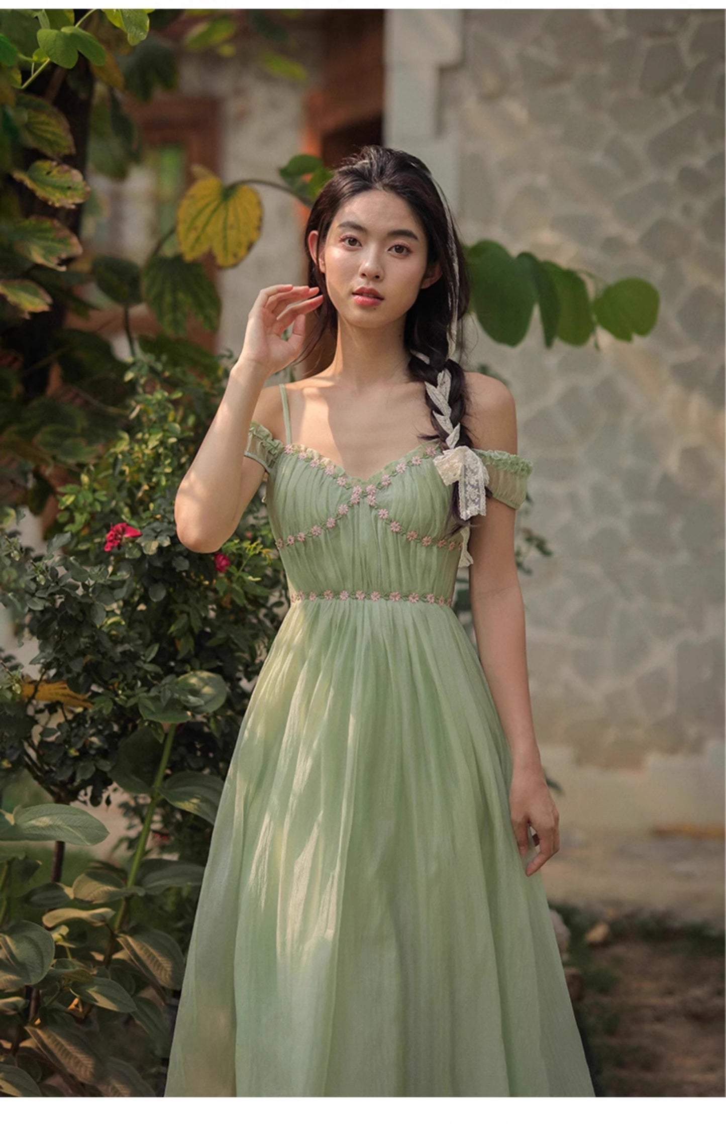 Dreamy Coquette Flower Embroidery Dress