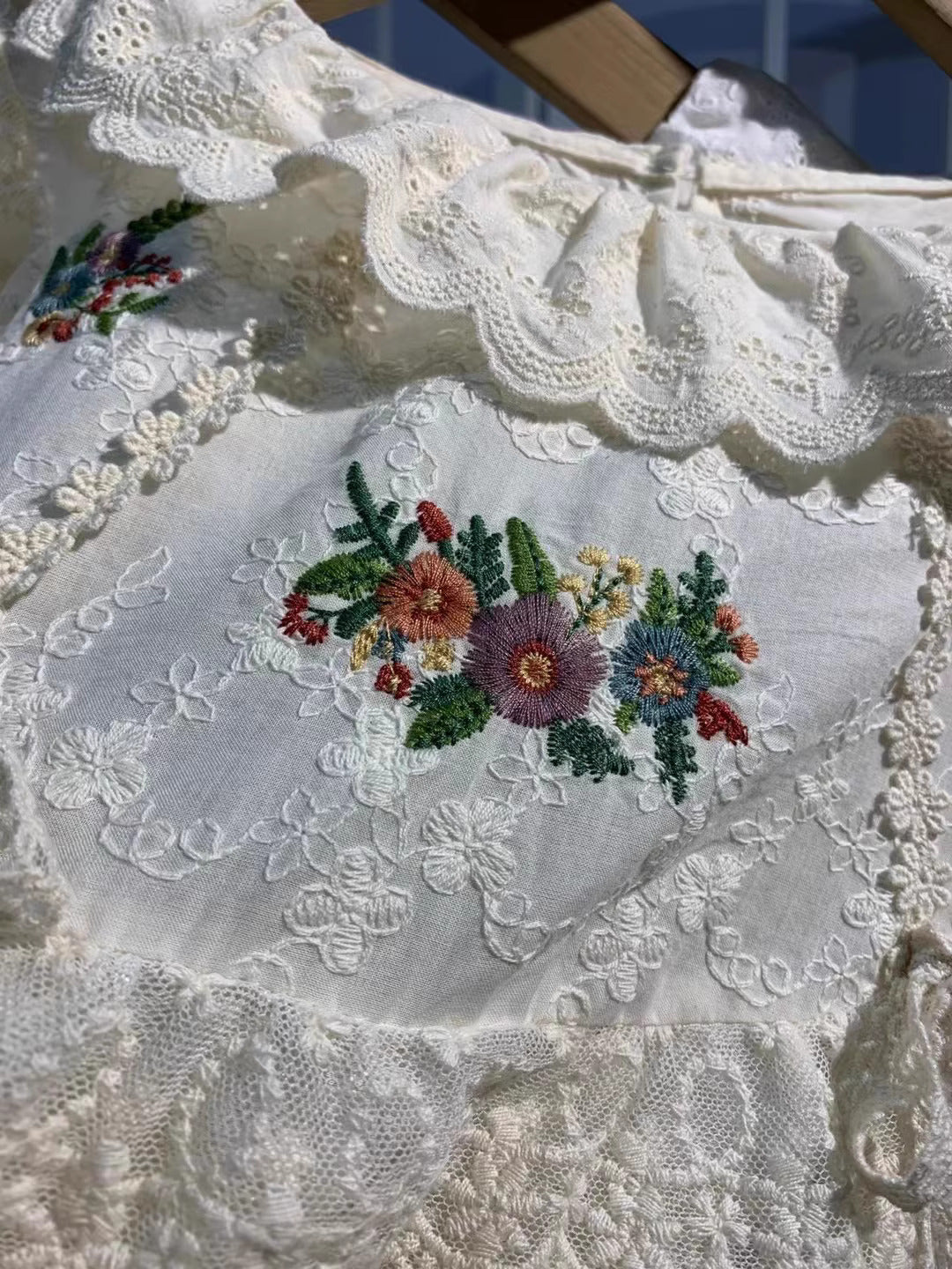 Cottagecore Embroidery Cotton Blouse