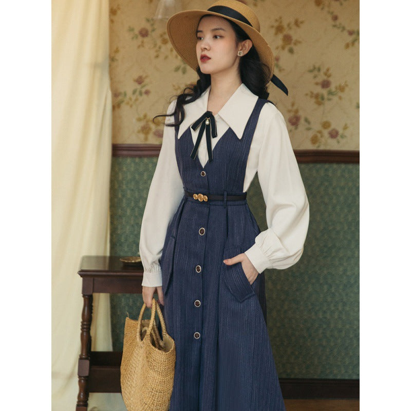 Retro Academia Blouse Pinafore Dress Set