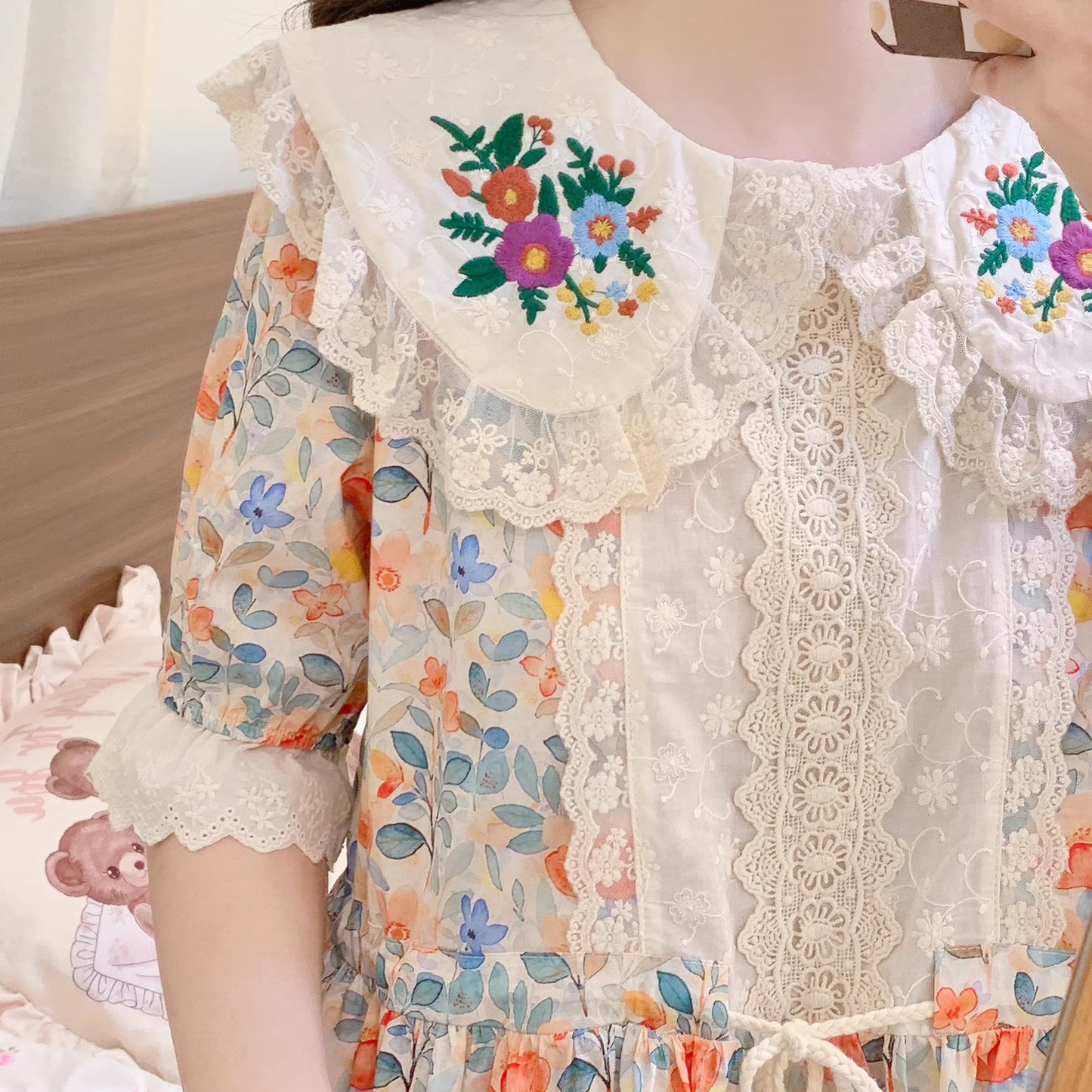 Cottagecore Embroidery Floral Summer Dress