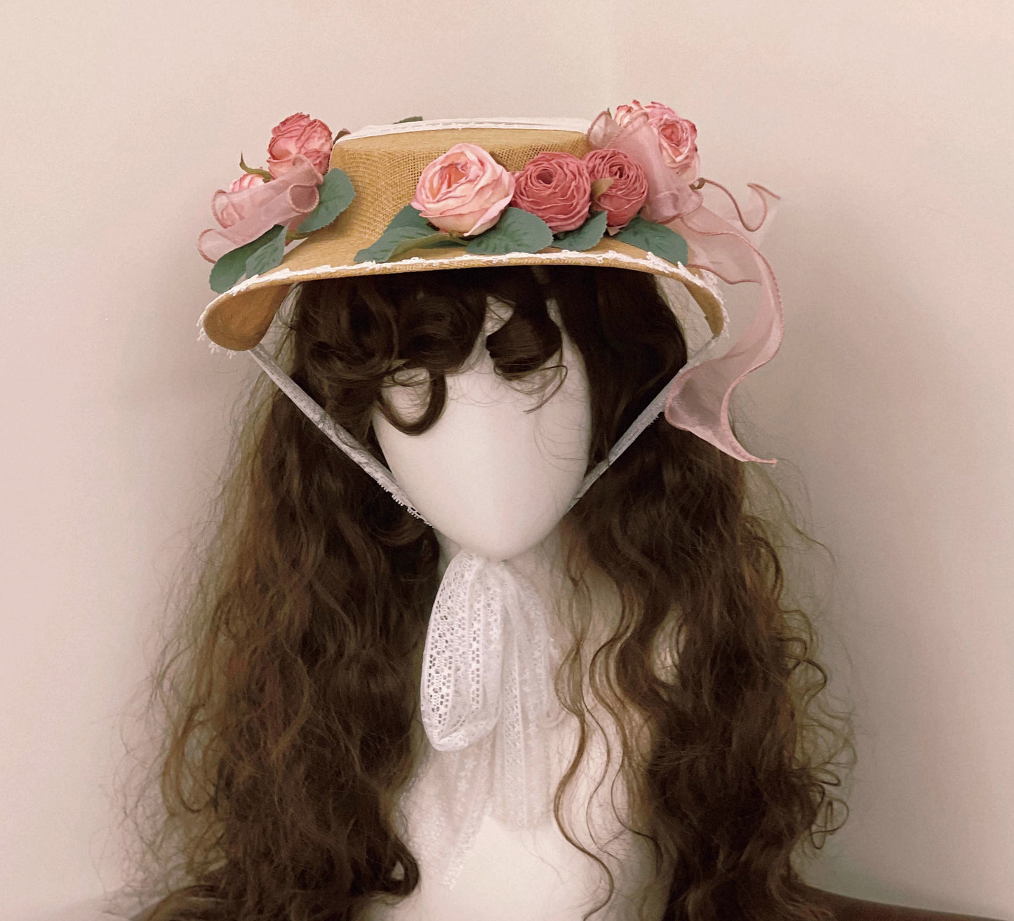 Handmade Coquette Rose Straw Hat