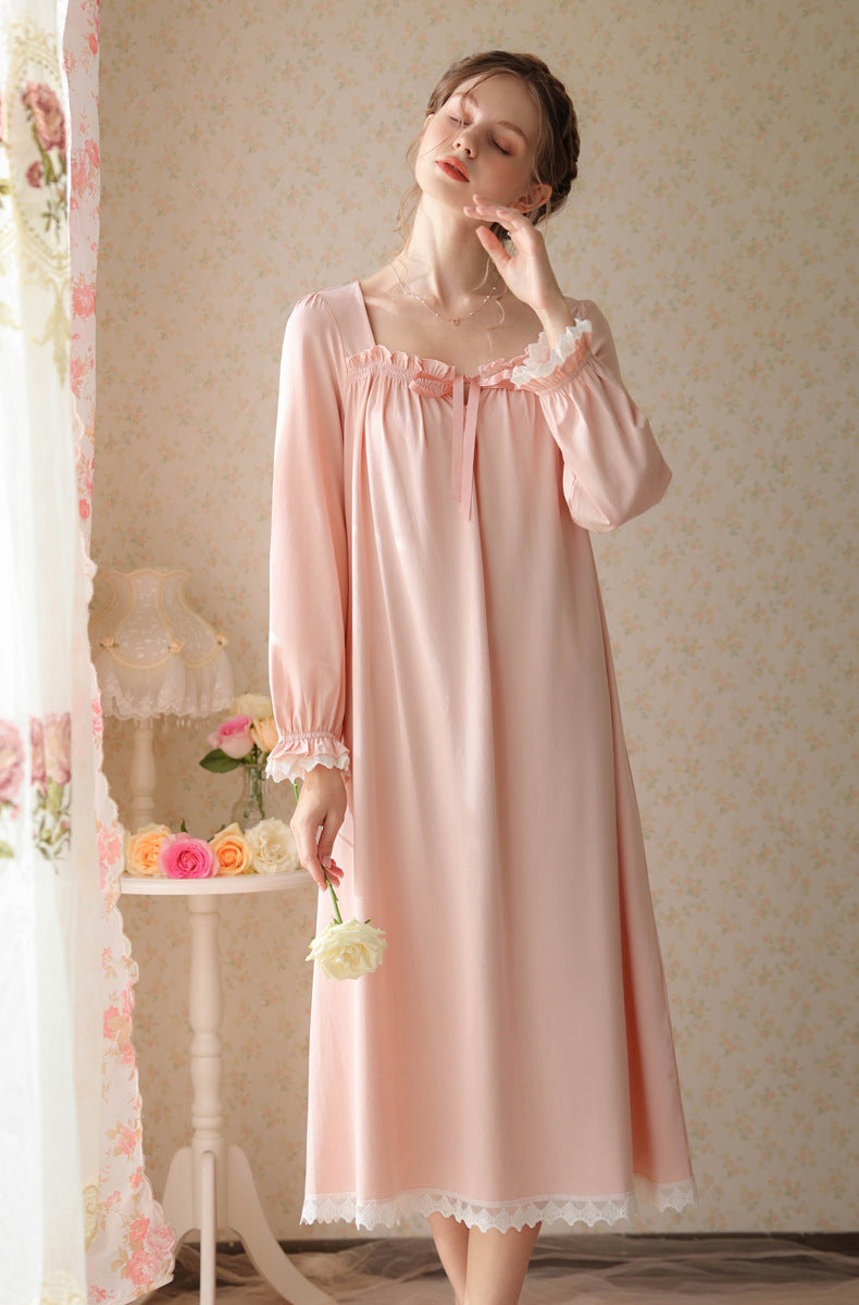 Retro Style Cotton Night Gown Dress