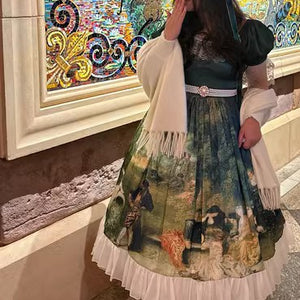 Vintage Oil Painting Print Princess Dress