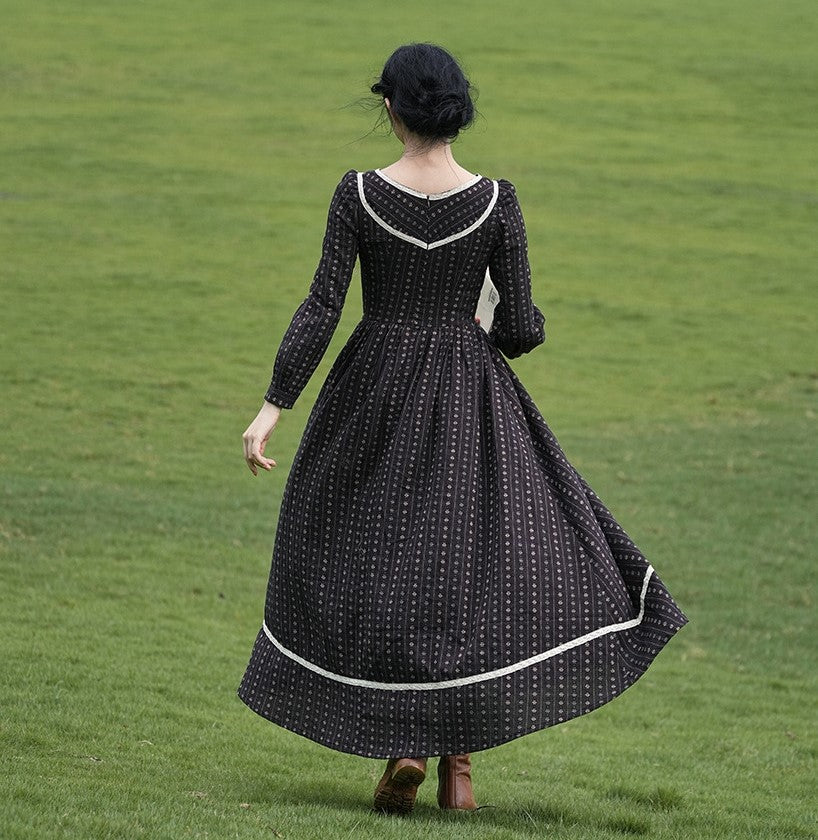 Period Drama Inspired V Neck Cotton Dress