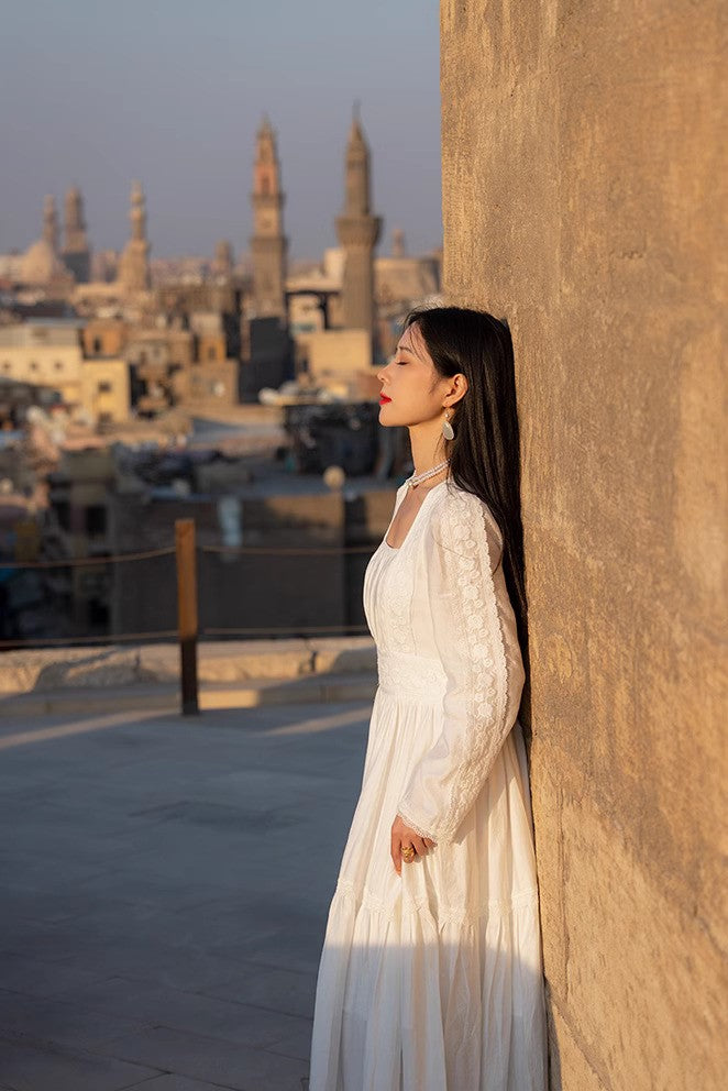 Gunne Sax Style Dreamy Prairie White Dress