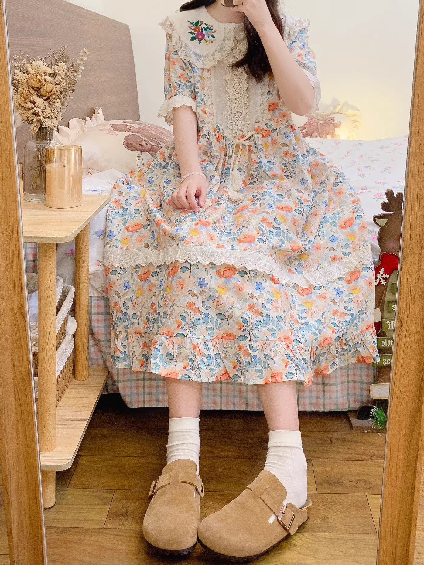 Cottagecore Embroidery Floral Summer Dress