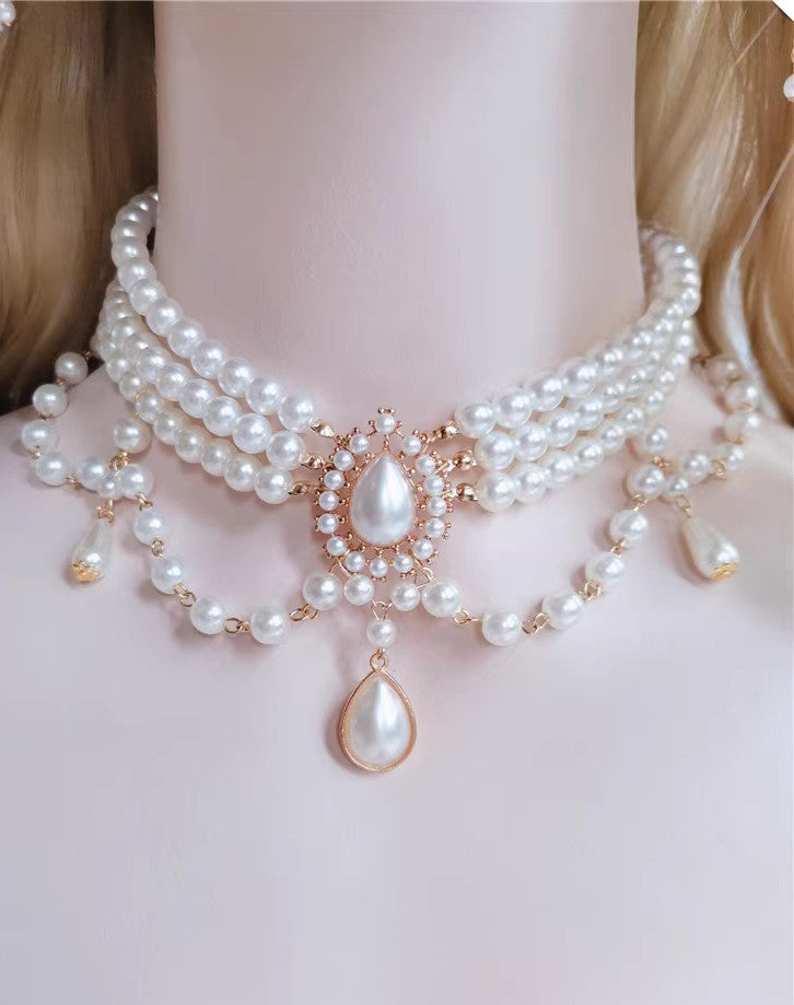 Handmade Royalcore Gemstone Pearl Necklace vintage jewelry vintage necklace