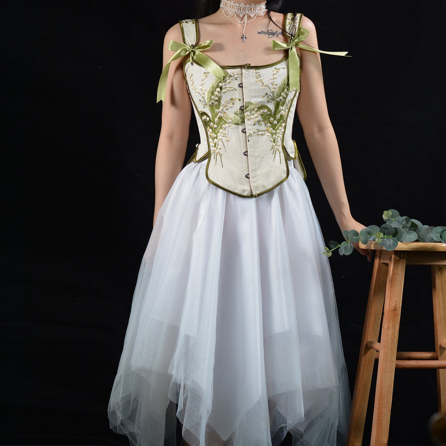 Vintage Remake Lace up Bow Tie Corset