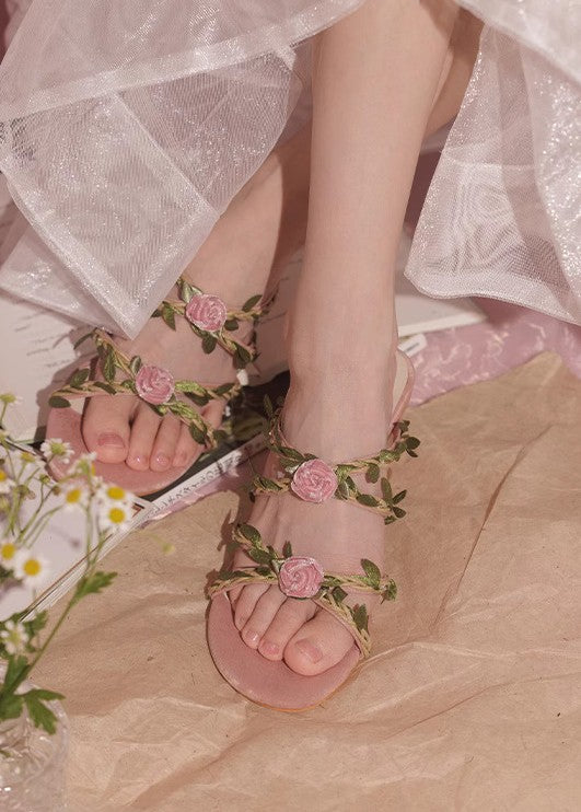 Fairycore Floral Vine Open-Toe Stiletto Heeled Sandals