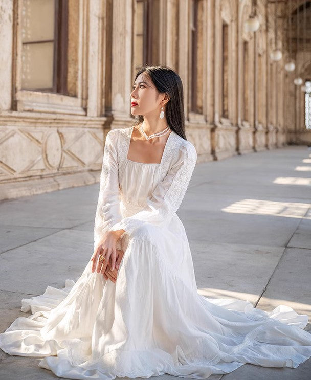 Gunne Sax Style Dreamy Prairie White Dress